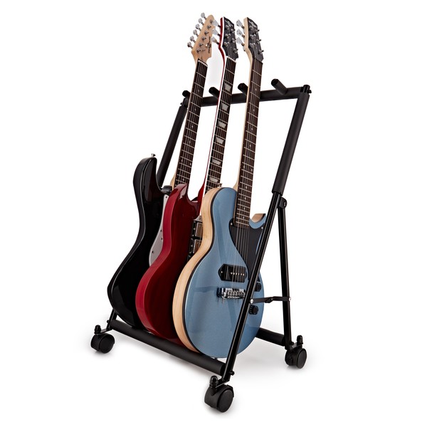 Wheeled 3 Guitar Rack by Gear4music