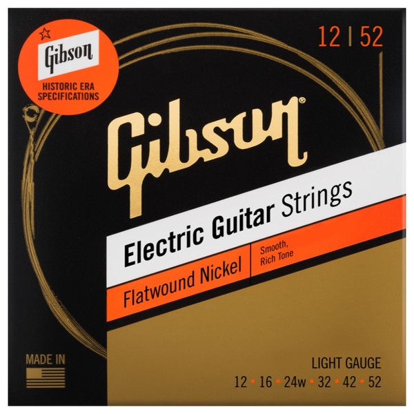 Gibson Flatwound Light Electric Guitar Strings, 12-52 - Main