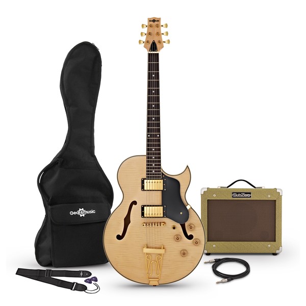 San Diego Semi Acoustic Guitar and SubZero V15G Amp Pack, Natural