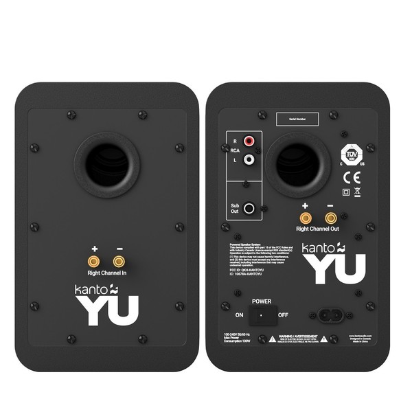 Kanto YU Powered Bookshelf Speakers, Matte BlackKanto YU Powered Bookshelf Speakers, Matte Black - Rear View