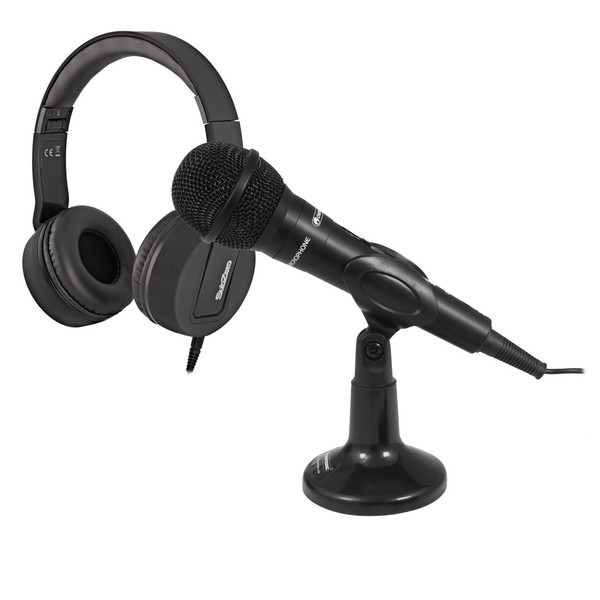 Omnitronic M-22 USB Dynamic Microphone with SZ-H100 Headphones - Full Bundle