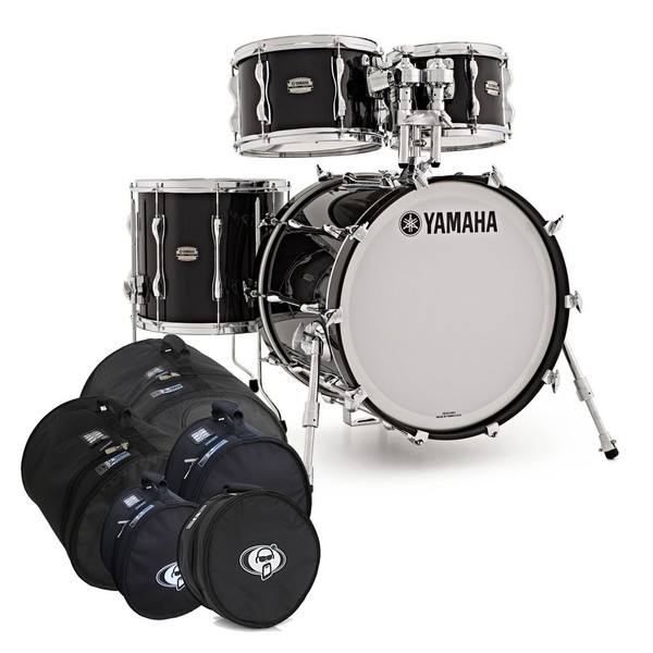Yamaha Recording Custom 4 Piece Shell Pack, Solid Black w/Bag Set