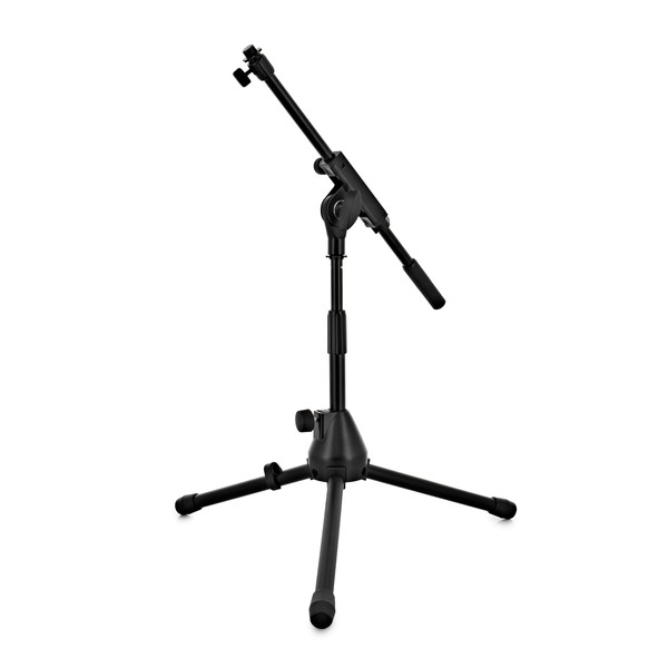 Low Mic Stand with Extending Boom Arm, Front Angled Left
