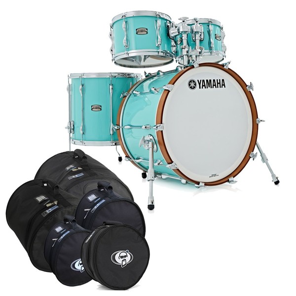 Yamaha Recording Custom 22" 4pc Shell Pack, Surf Green w/Bag Set