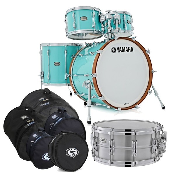 Yamaha Recording Custom 22" 5pc Shell Pack, Surf Green w/Bag Set