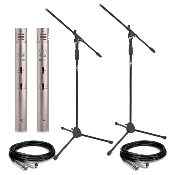 AKG C451 B Small-Diaphragm Condenser Microphone Pair with Stands