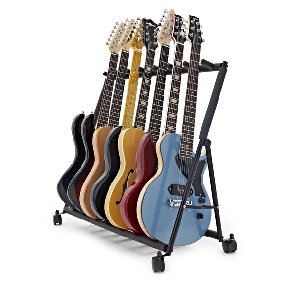 Wheeled 7 Guitar Rack by Gear4music