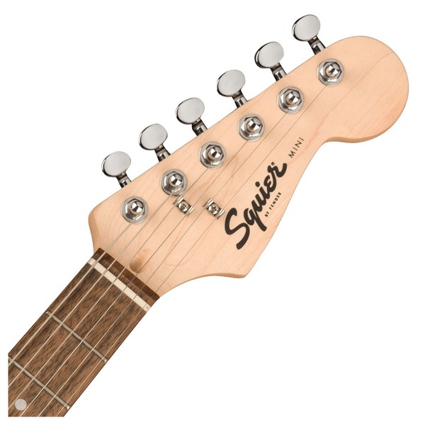 Squier Mini Stratocaster 3/4 Size, Shell Pink - Headstock