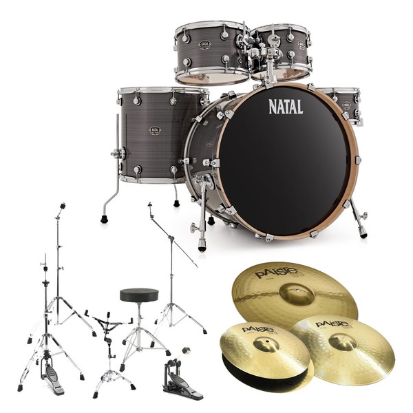 Natal Arcadia Birch 5pc 22" Drum Kit w/Cymbals, Grey Strata