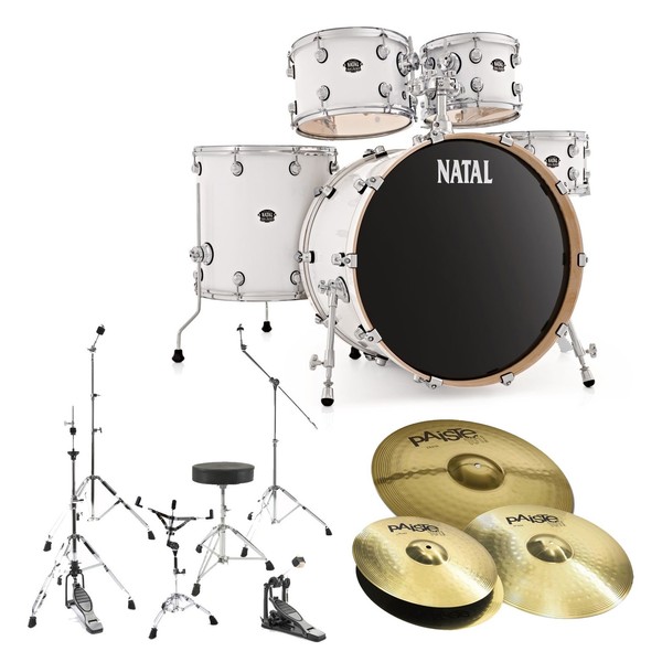 Natal Arcadia Birch 5pc 22" Drum Kit w/Cymbals, Gloss White