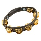 LP Black Cyclops Handheld Tambourine, Hammered Brass Jingles