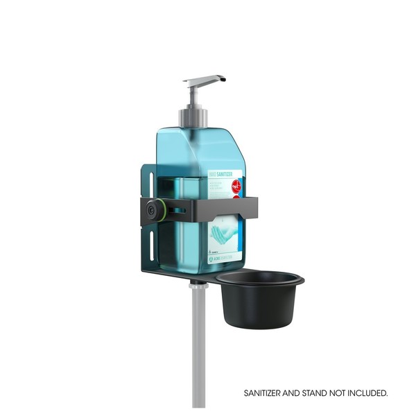 Gravity Height-Adjustable Disinfectant Stand with Round Base, Black, Closeup