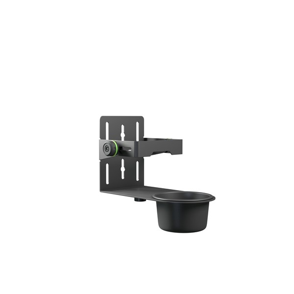 Gravity Height-Adjustable Disinfectant Stand with Round Base, Black, Bracket