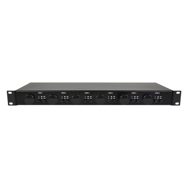 Adastra AT6 Rack-mount 100V Attenuator + A/B Source Switch 6 x 30W, Front