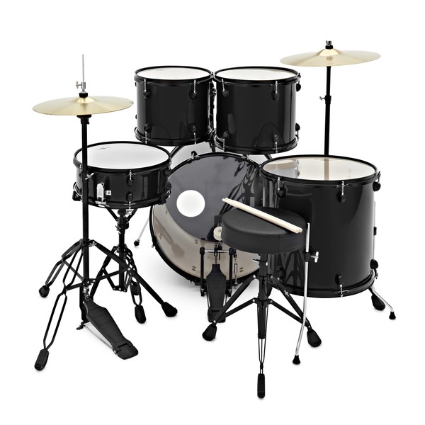 BDK-1 Full Size Starter Drum Kit by Gear4music, Black at