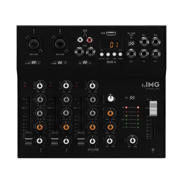 IMG Stageline MXR-4 4-channel Analog Mixer, Top
