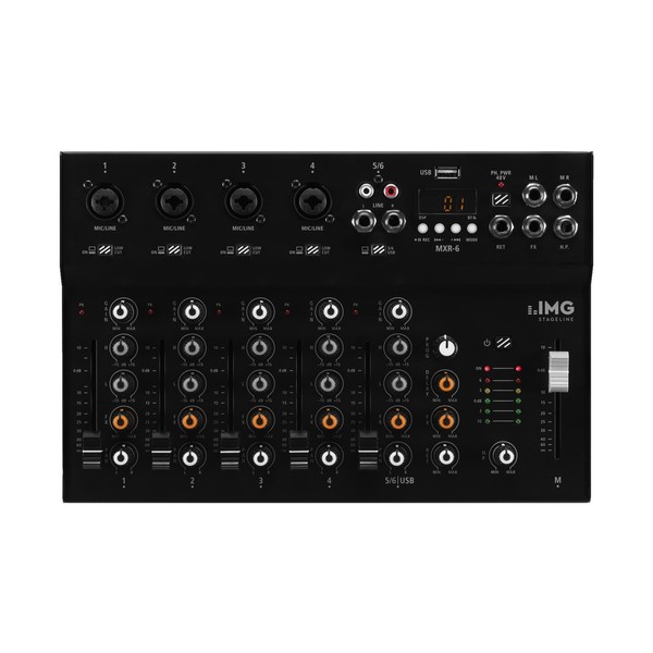 IMG Stageline MXR-6 6-channel Analog Mixer, Top