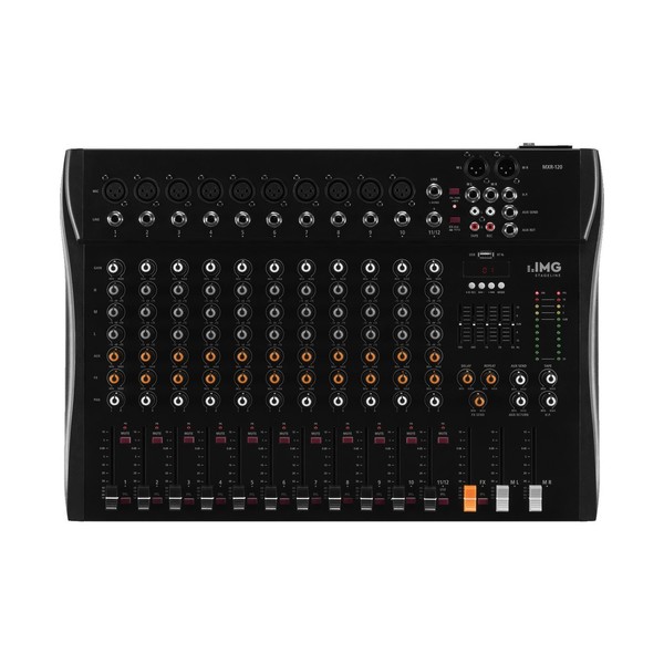 IMG Stageline MXR-120 12-channel analog mixer with MP3 & Bluetooth, Top