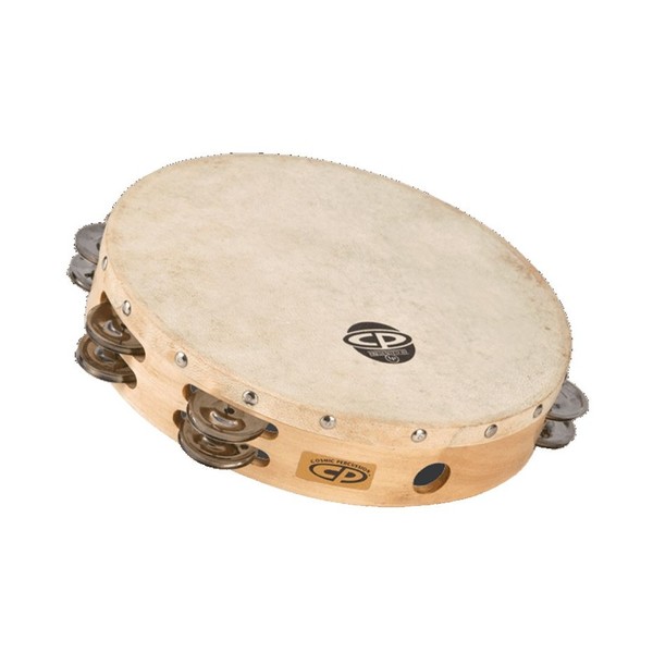 CP Wood 10" Calfskin Tambourine, Double Row