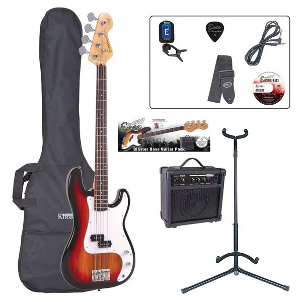 Encore E4 Bass Guitar Outfit, Sunburst - main