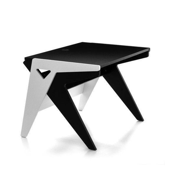 Zaor Vision OS 42" Studio Desk, Black/White - Angled