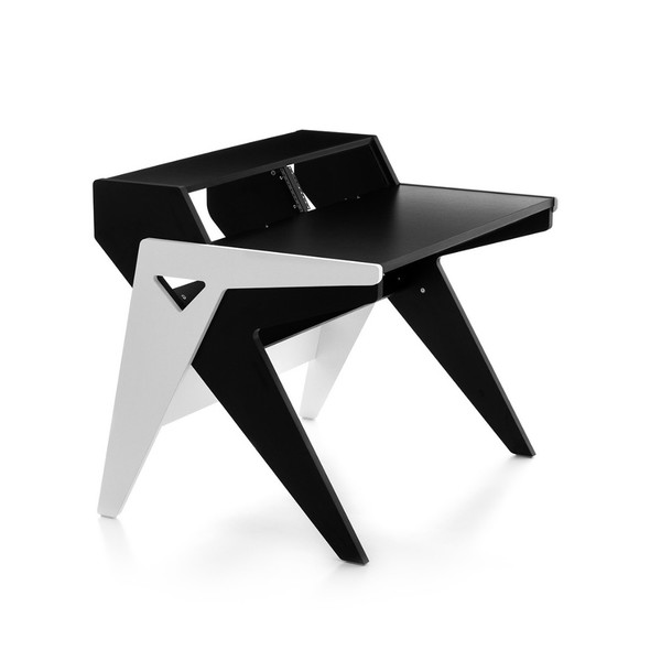 Zaor Vision WS 42" Desk and Rack Unit, Black/White - Angled
