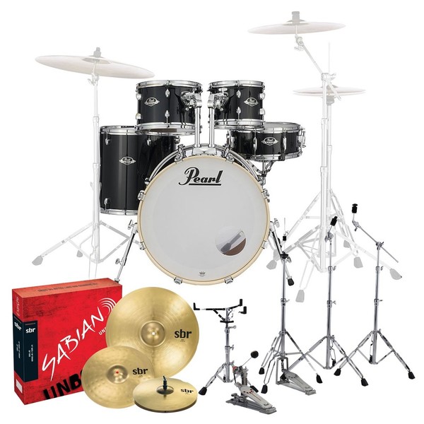 Pearl EXL 22'' Fusion 5pc Drum Kit w/Cymbals, Black Smoke
