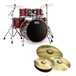 Natal Arcadia 22'' American Fusion 5pc Drum Kit with Cymbals, Red Strata