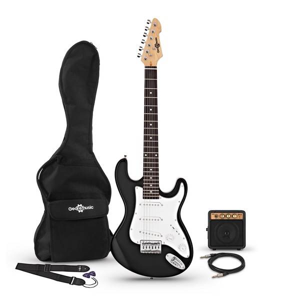 3/4 LA Electric Guitar + Miniamp, Black