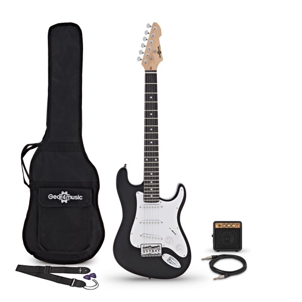 3/4 LA Electric Guitar + Miniamp, Black