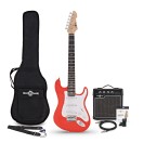 Gitara elektryczna 3/4 LA czerwona, wzmacniacz gitarowy 10 W i zestaw akcesori&oacute;w