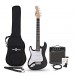 3/4 LA Left Handed Electric Guitar Black, 10W Guitar Amp & Accessory Pack