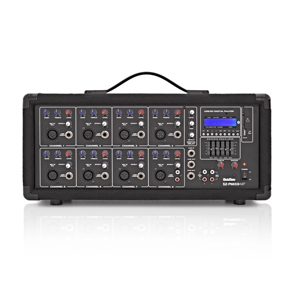 SubZero SZ-PMIX8-MP3 8 Channel Powered Mixer, Digital Media Player