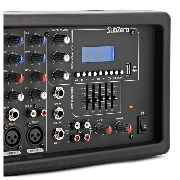 SubZero SZ-PMIX8 8 Channel Powered Mixer with Digital Media Player