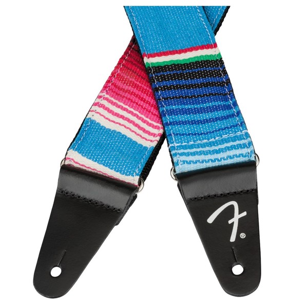 Fender 2" Serape Guitar Strap, Blue Multi - Leather Ends View