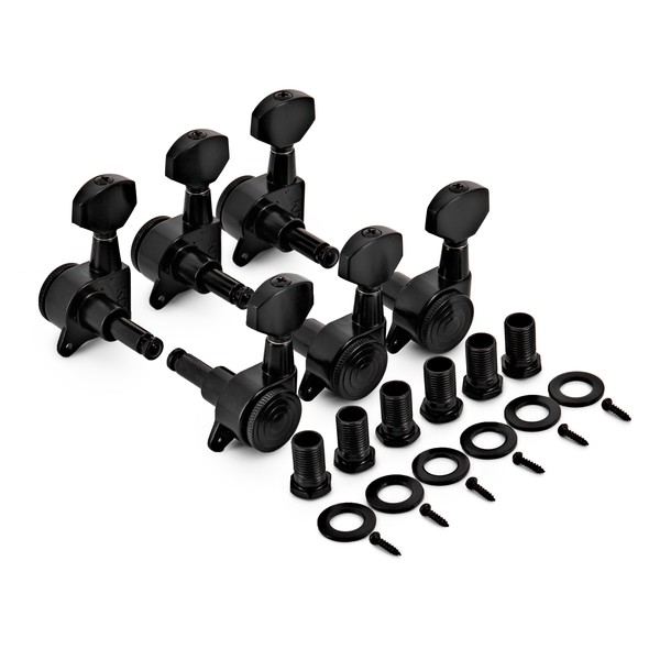 Guitarworks Locking Machine Heads, 3-a-Side, Black