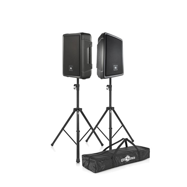 JBL IRX108BT 8" Active PA Speaker Pair with Stands