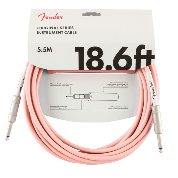 Fender Original 18.6ft Instrument Cable, Shell Pink - Front View