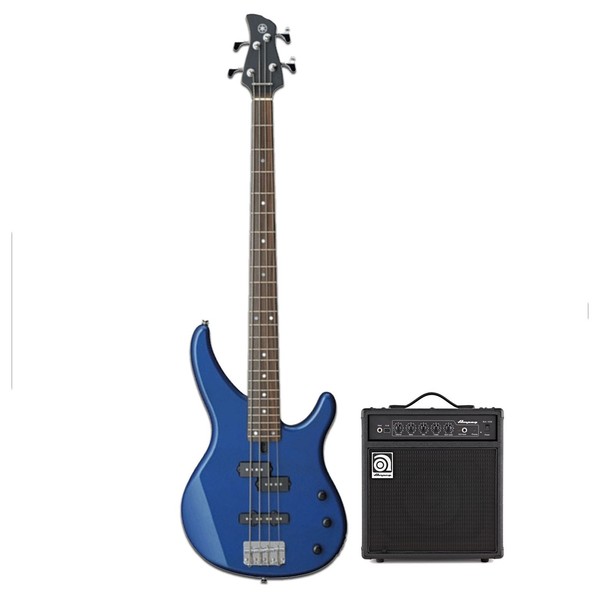 Yamaha TRBX174 Bass, Dark Metallic Blue w/ Ampeg BA-108 V2 Combo - main