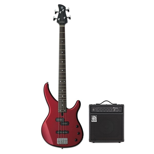 Yamaha TRBX174 Bass, Red Metallic w/ Ampeg BA-108 V2 Combo - main