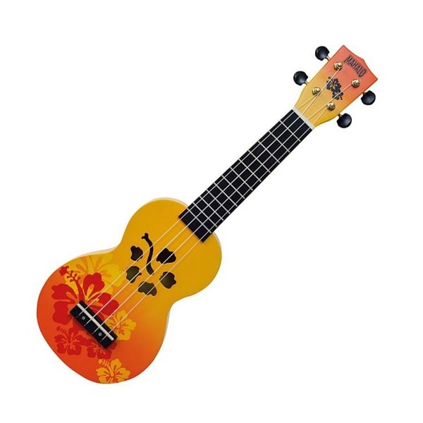 Mahalo Designer Ukulele, Hibiscus Orange - front