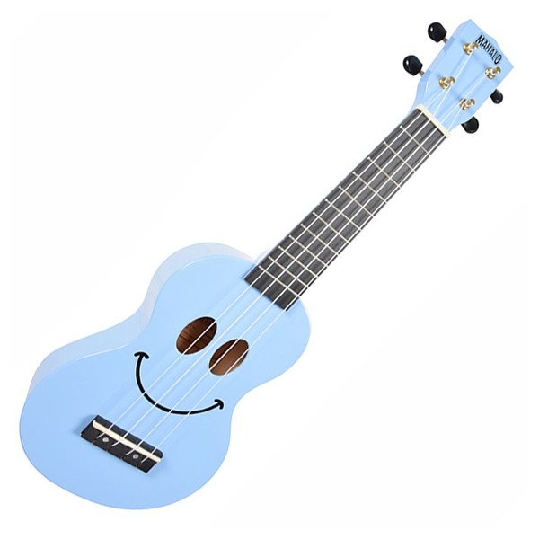 Mahalo Art Soprano Ukulele, Smile Light Blue - Front View