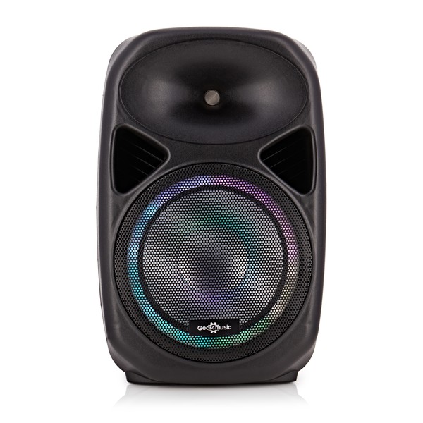 Galaxy 12" Active LED Speaker by Gear4music - Front View (Colour on)