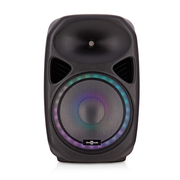 Galaxy 15" Active LED Speaker by Gear4music  - Front View (Colour on)
