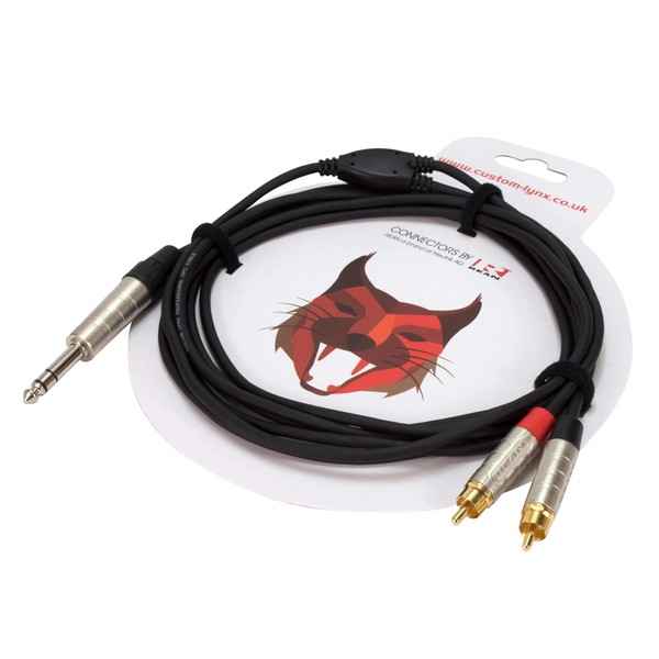 Custom Lynx 6.35mm Stereo Jack to 2 x RCA Phono Cable, 5 Metre - Packaging