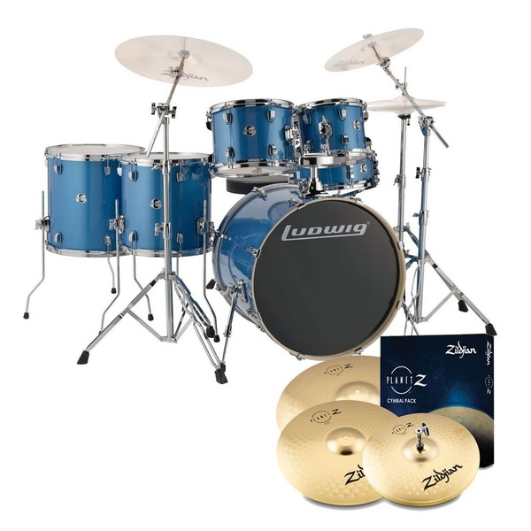 Ludwig Evolution 22'' 6pc Drum Kit w/ Cymbals, Azure Blue