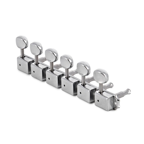 Guitarworks Tuning Machines, 6-In-Line Vintage Button Keys, Chrome