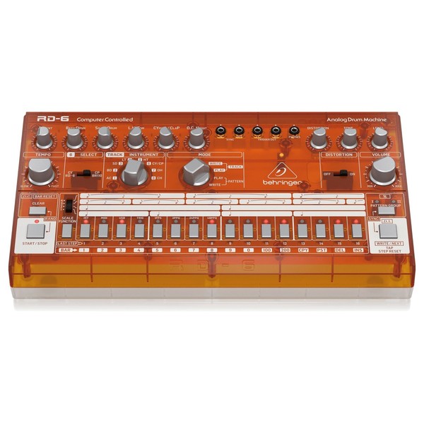 Behringer RD-6 Analog Drum Machine, Transparent Orange - Front