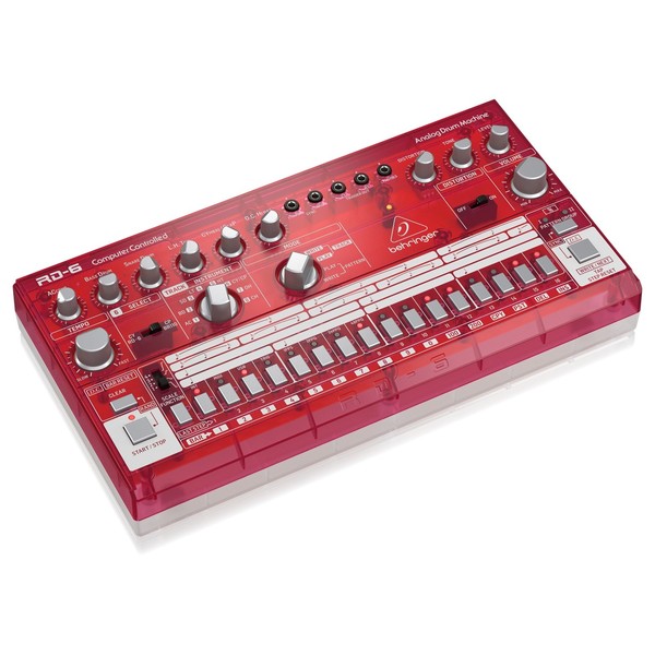 RD-6-TR 606 Analog Drum Machine, Transparent Red - Angled 2