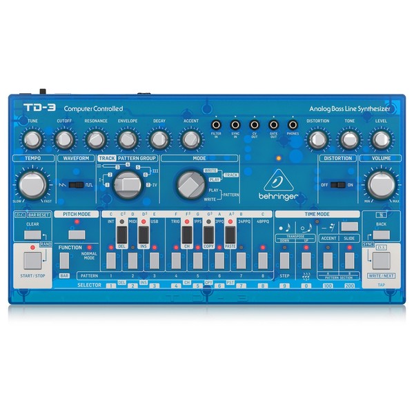 Behringer TD-3-SR Analog Bass Line Synthesizer, Transparent Blue - Top